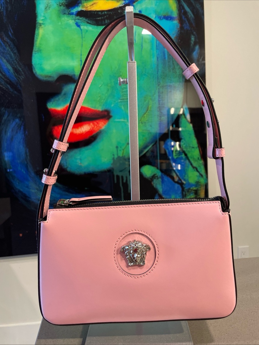 Versace Pink Medusa Leather Shoulder Bag $1300